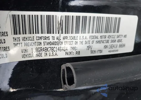 2008 Jeep Grand Cherokee Laredo from USA, damaged, VIN 1J8GR48K78C146464